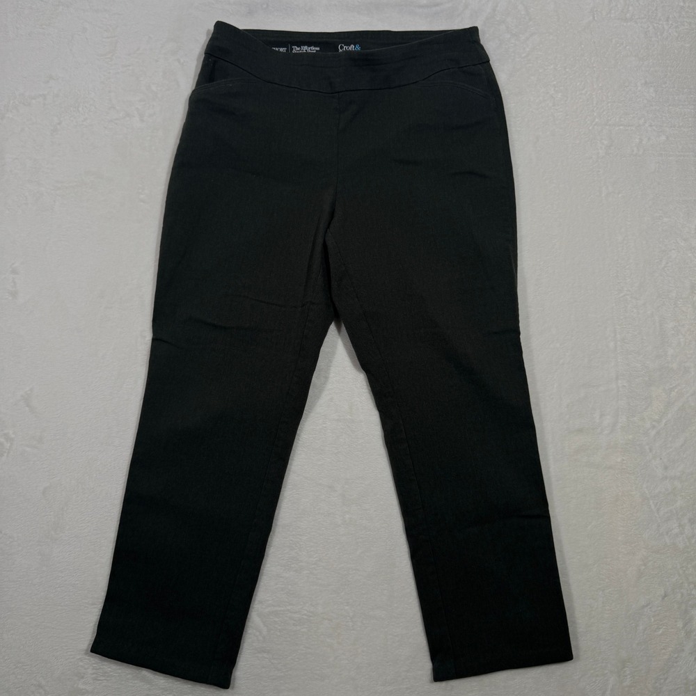 Croft & Barrow Pants Womens 12 Short Grey Effortless Stretch Straight Leg PullOn